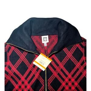 Anne Klein - NWT - Red and Black Zip up Womens Sweater